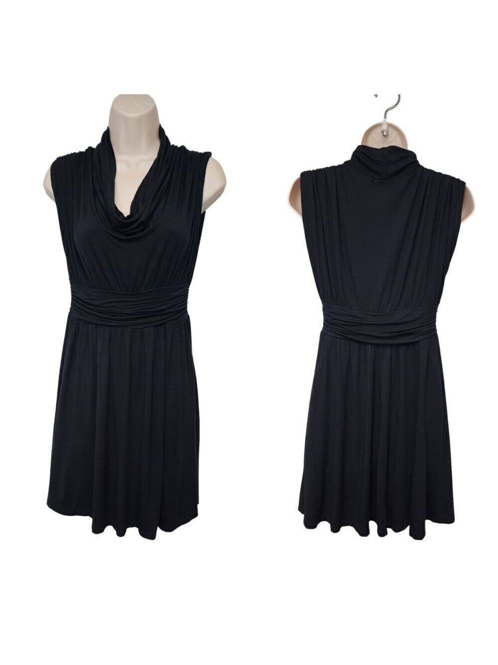 Soprano Cowl Neckline Sleeveless Black Knee Length Dress Size Medium